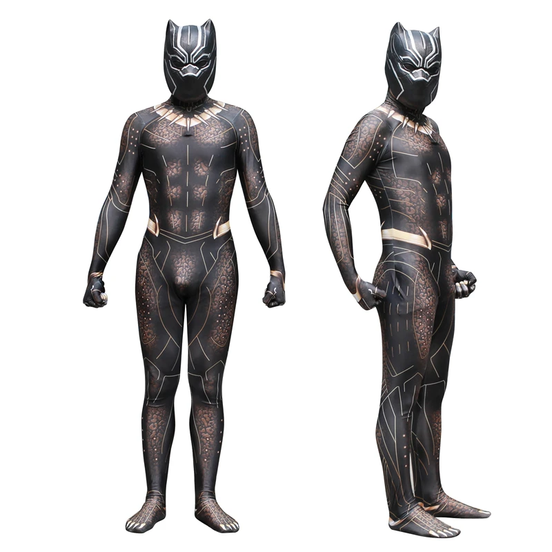 Черная пантера Erik Killmonger Золотой ягуар Косплей Костюм Комбинезон Необычные Zentai маска