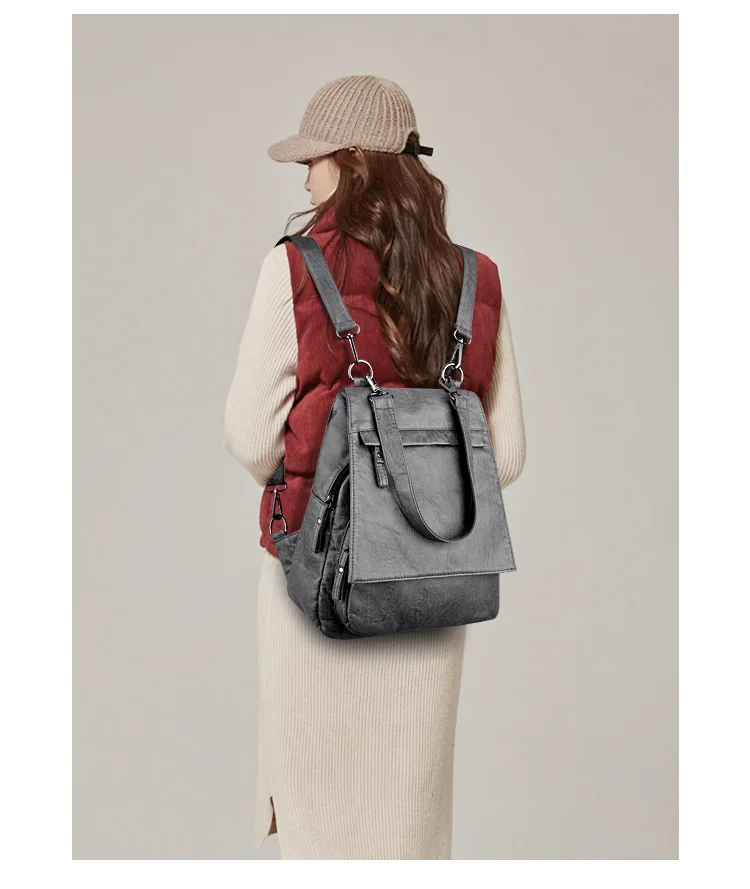 Новый кожаный рюкзак для женщин мода рюкзаки для подростков обувь девочек Multi Функция большой черный Сумка Женский Back Pack Sac Dos