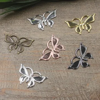 

16*28mm 6 Colors Plated Filigree Butterfly Settings Copper Connectors Charms For Jewelry Making Components