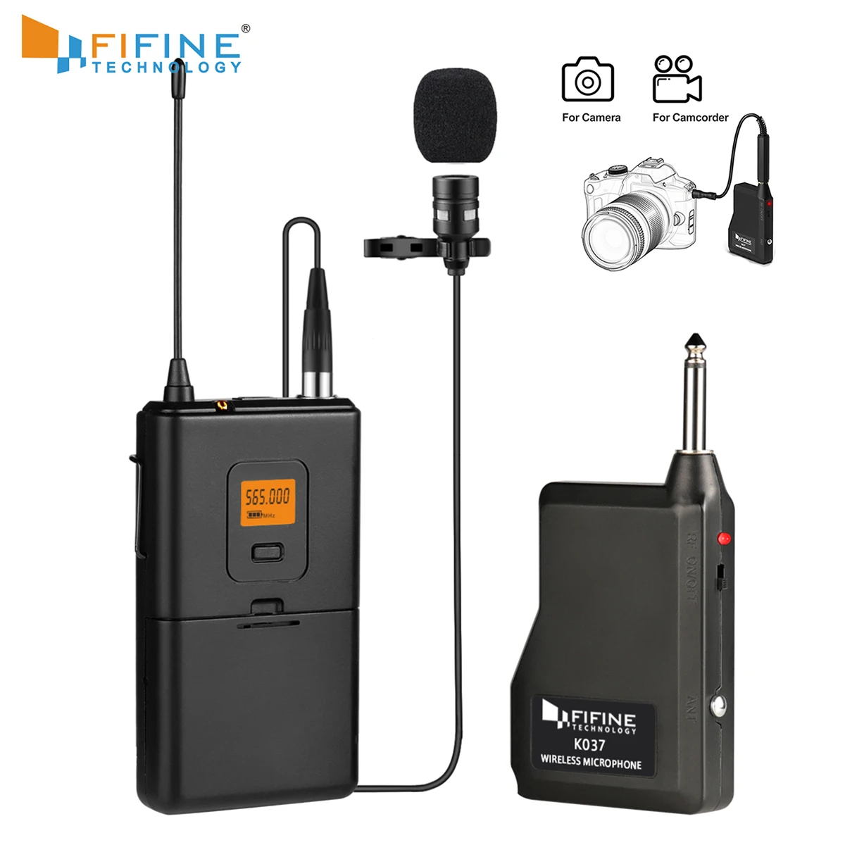 Fifine 20-قناة UHF اللاسلكية Lavalier التلبيب ميكروفون نظام مع Bodypack الارسال التلبيب Mic والمحمولة استقبال k037 Fifine 20-قناة UHF اللاسلكية Lavalier التلبيب ميكروفون نظام مع Bodypack الارسال التلبيب Mic والمحمولة استقبال k037