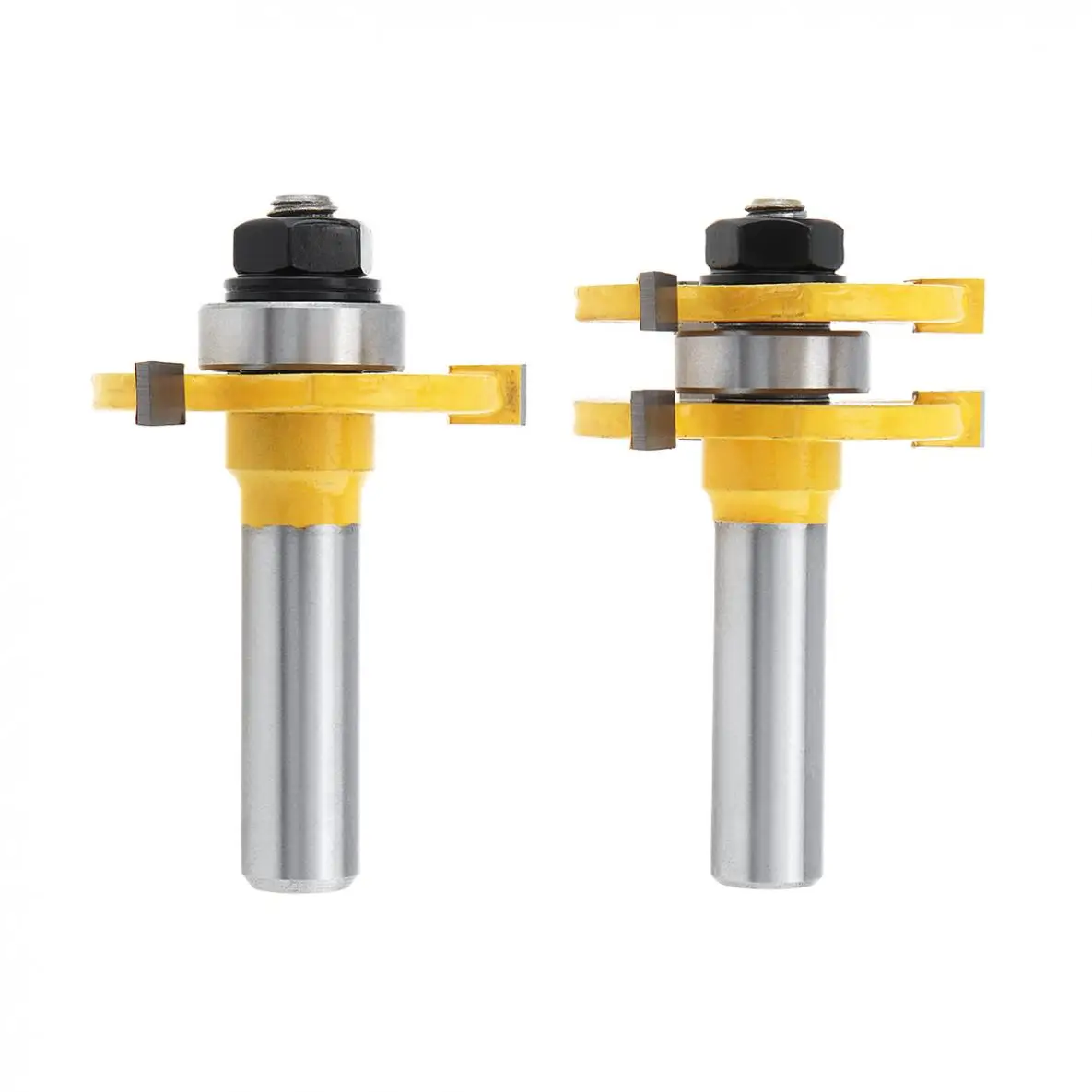 TORO 2pcs 3 Teeth Angle Milling Cutter 1 / 2 Handle T-Shaped Square, Tooth Floor Panel Cutter Woodworking Cutter