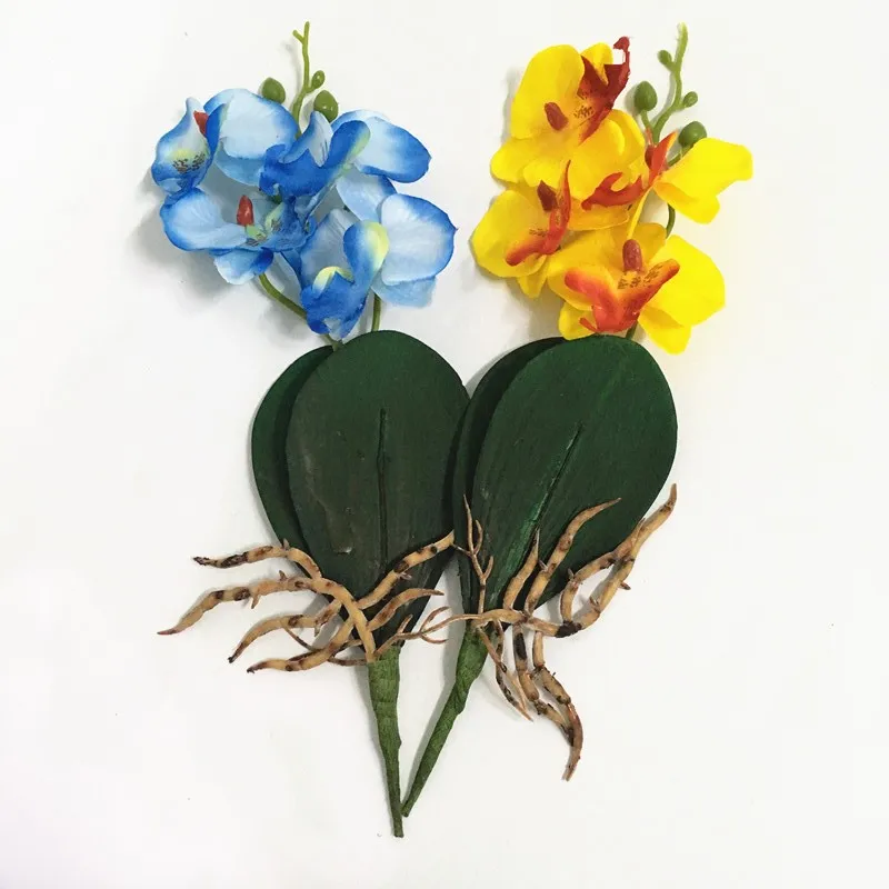 Искусственные цветы, шелковые цветы, искусственные бабочки, Орхидея, с листьями, фаленопсис, Флорес, для свадьбы, украшения дома