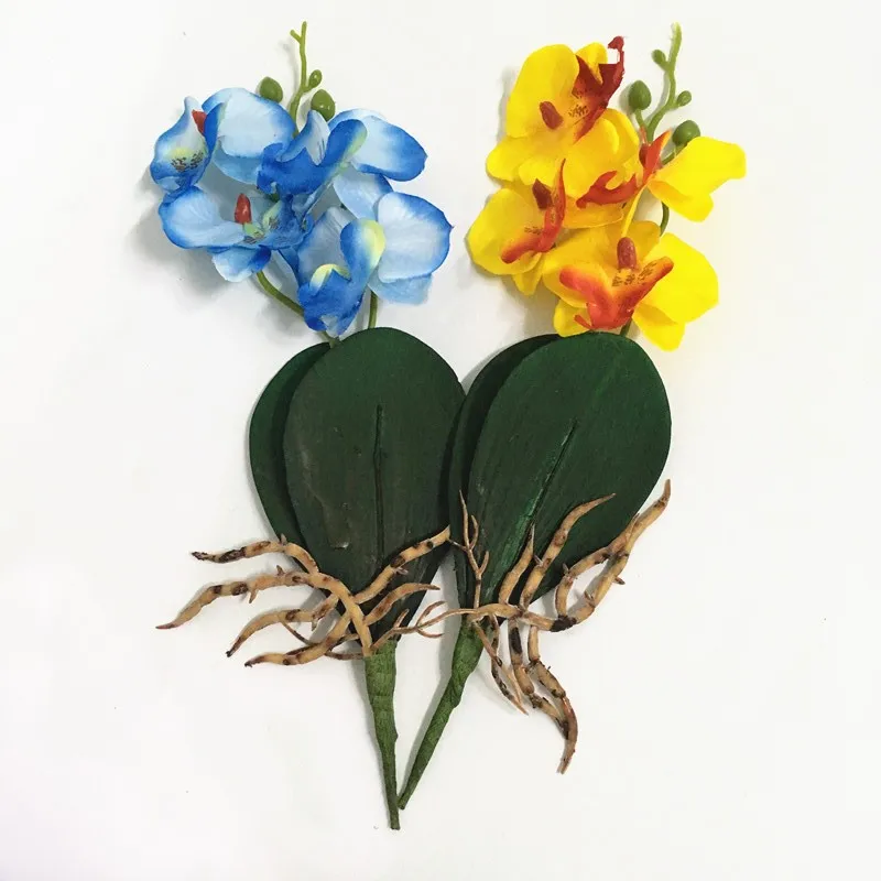 Artificial flowers silk flower fake butterfly orchid with leave Phalaenopsis flores  for wedding home decoration  (6)