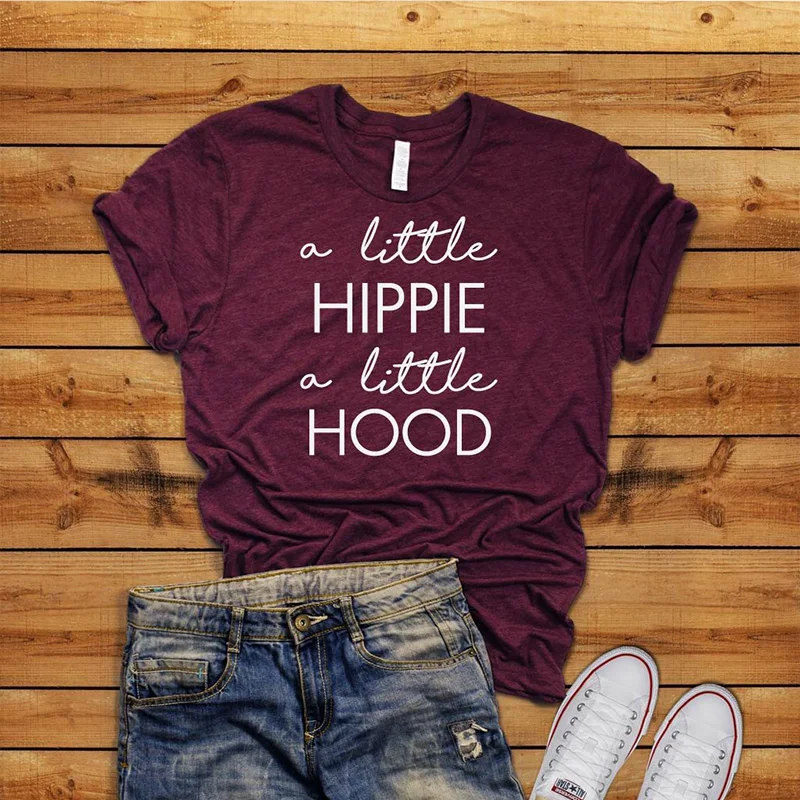 2019 Женская футболка маленький хиппи маленький капюшон с буквенным принтом Графический Женский футболки tumblr футболка Топы футболки рубашка