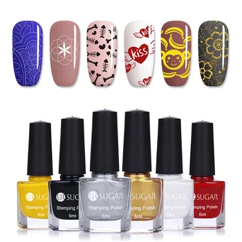 

6 Bottles UR SUGAR 6ml Stamping Polish Colorful Nail Art Varnish Plate Printing Polish Nail varnish Kits Tool 12 Colors