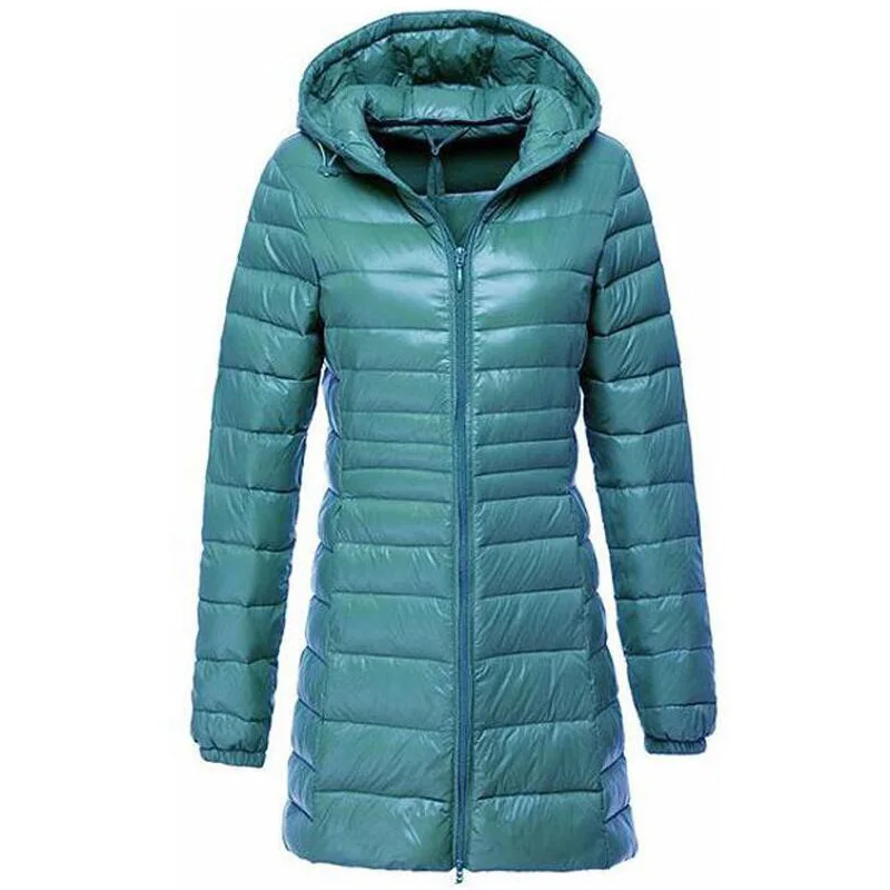 Зимняя женская куртка, Новое поступление, парка с капюшоном, легкий пуховик, Длинные куртки, chaqueta mujer, осенние пальто размера плюс, 6XL, 7XL, одежда - Color: light green