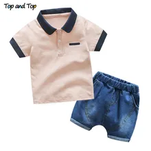 Топ и топ, летний комплект детской одежды, комплект одежды для мальчиков, хлопковая футболка с короткими рукавами+ шорты, комплект из 2 предметов, комплект повседневной одежды для мальчиков