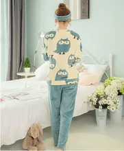 Girls Sleep & Lounge Home Long Sleeve O-neck Sweatshirts Long Pants Cartoon Autumn Winter Warm Fleece Soft Pajama Sets