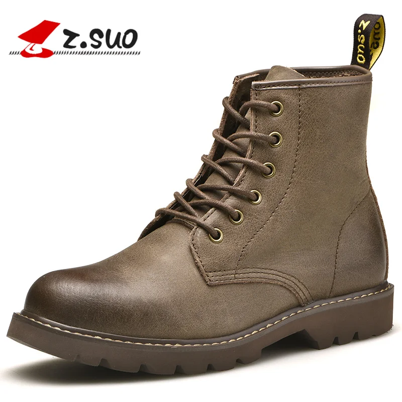 

Natural Leather Men Winter Boots Fashion Genuine Leather Ankle Boot Shoes Lace-up Motorcycle Martin Boots For Male Botas Hombre