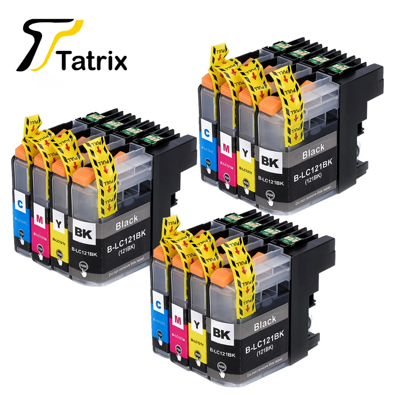 Tatrix 12 шт. LC123 LC121 Совместимый картридж для брата DCP-J552DW J752DW J132W J152W J172W MFC-J470DW J650DW J870DW J245