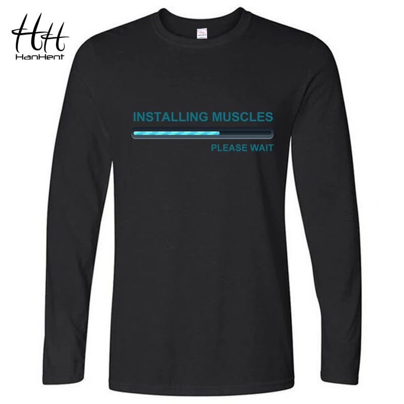 

HanHent Funny Design Fitness Tee Shirt Men Bodybuilding Long Sleeve Male Brand T Shirt Casual Shirt Cotton Tops Crossfit Tees