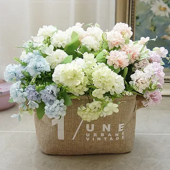 

9Heads Hydrangea ball flowers Small bunch Artificial flowers fleur artificielle silk flores home wedding decoration fake Flowers