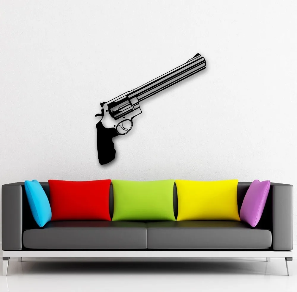 Free shiping diy Gun Revolver Firearms Weapons for Men wall sticker