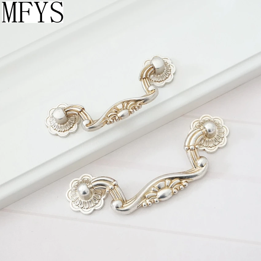 French Shabby Chic Dresser Handle Drawer Knobs Pulls Handles / Antique Silver Kitchen Cabinet Pull Handle Door Knobs Decorative
