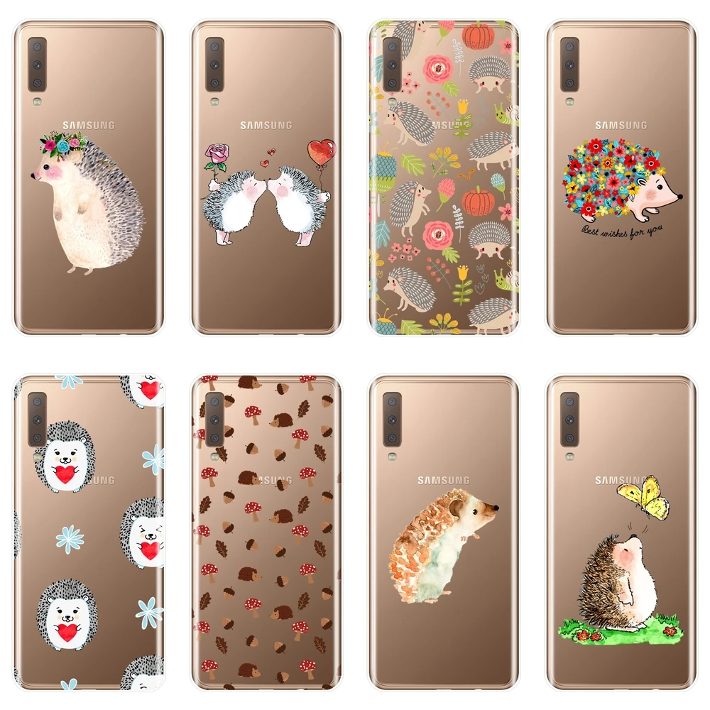 Чехол для телефона Kawaii Ежик Samsung Galaxy A3 A5 A7 2016 2017 Мягкая силиконовая задняя крышка A6