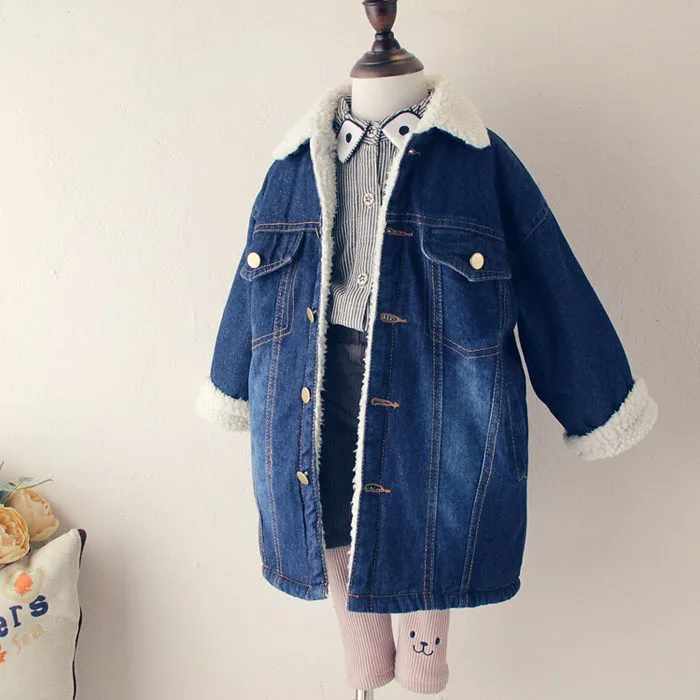 Winter Girls Lambswool Coats Velvet Jacket Baby Girl Warm Cowboy Jackets Clothing Children's Thick Coats Kids Fashion Outwear