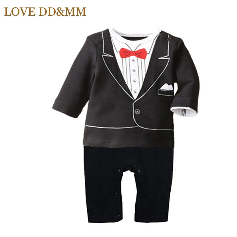 LOVE DD& MM; комбинезоны для новорожденных; одежда для маленьких мальчиков с галстуком-бабочкой; цельнокроеный Комбинезон для маленьких джентльменов - Цвет: black 1