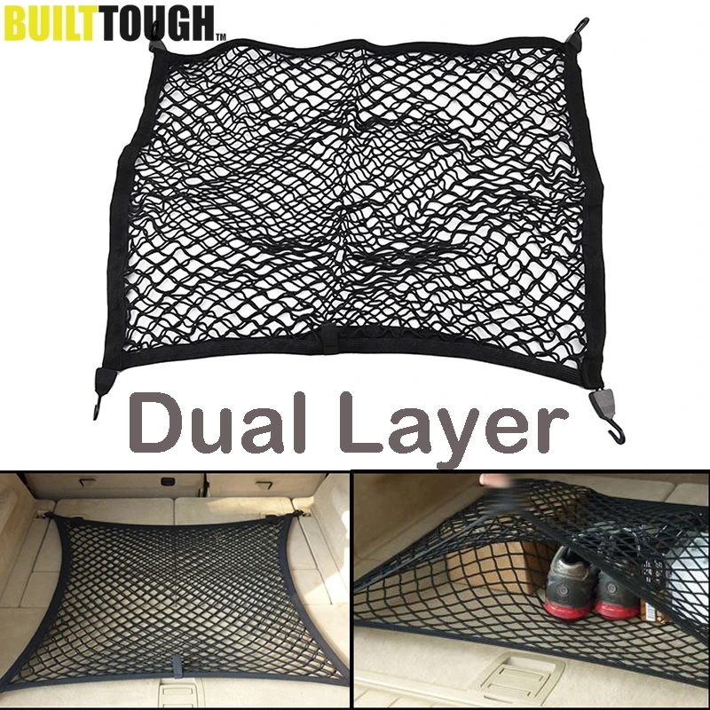 Universal Rear Trunk Floor Cargo Net Dual Layer Luggage Elastic Mesh