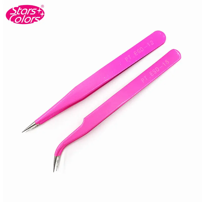 1 шт. пинцет из нержавеющей стали для наращивания ресниц|eyelash tweezer pink|pink tweezerstweezers