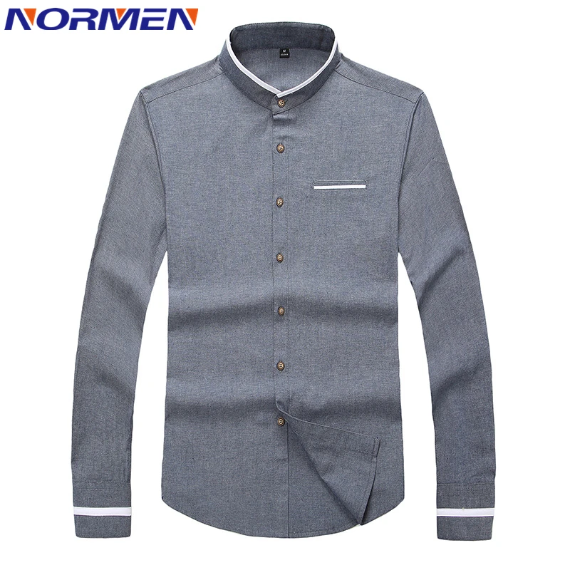 2017 New Brand Men's Casual Shirt Long Sleeve Banded
