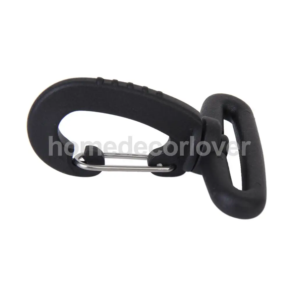 5 x Plastic Rotary 38mm Strap Backpack Bag Hook Clasp Clip Hanger Black