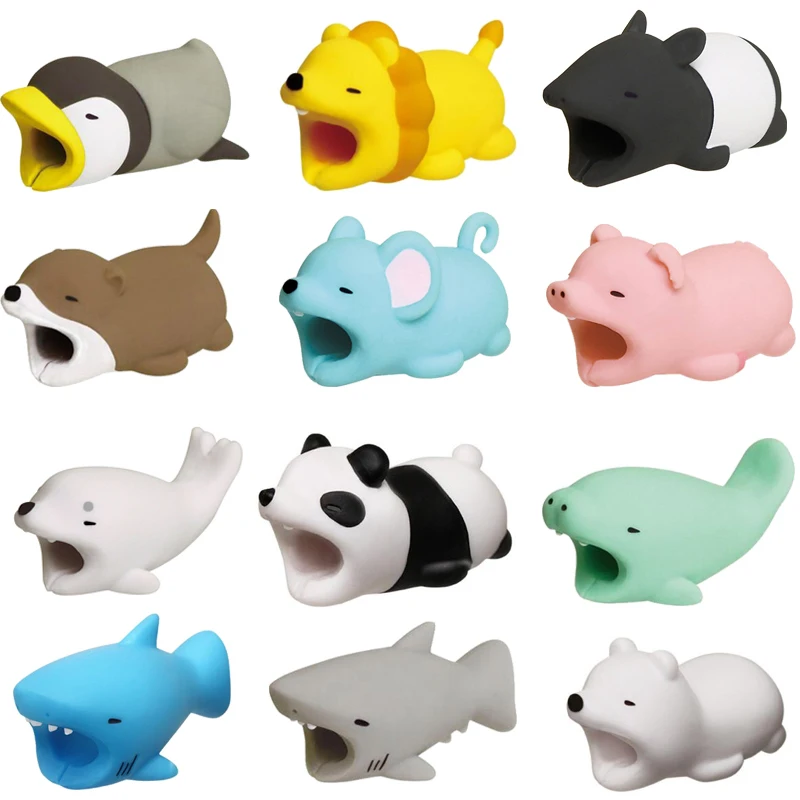 

Cable Bite Protector For iPhone Cable Winder Phone Holder Accessory Cable Biters Dog Rabbit Cat Animal Doll Squishy Toys