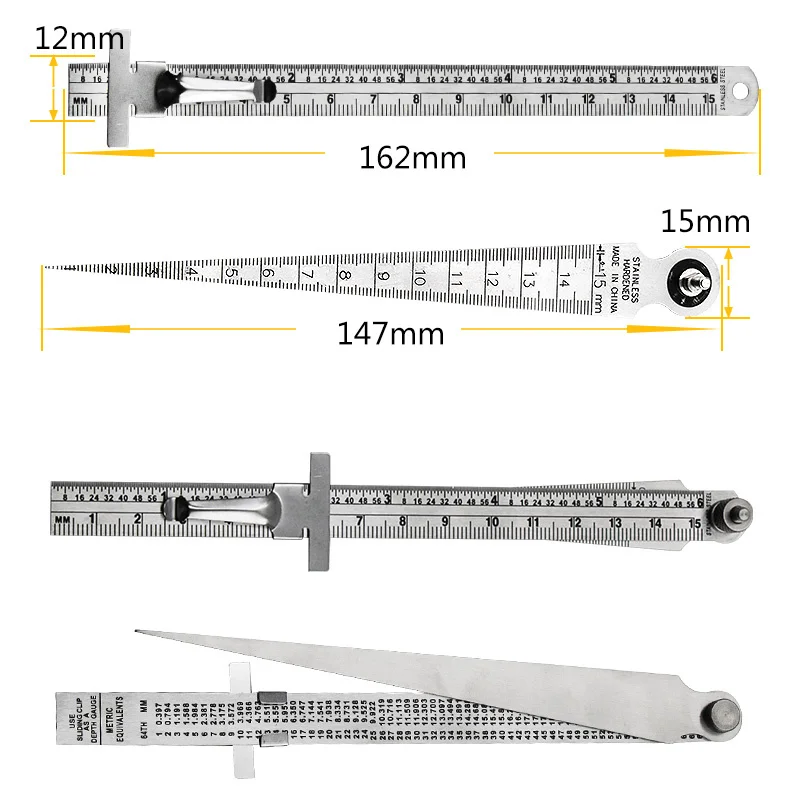 1 компл. Высокий прецизионный конус щупы измерительные приборы 1-15 мм Нержавеющая Сталь Линейка для замера глубины щель отверстие Сварка Инспекция измерения инструмент для ремонта
