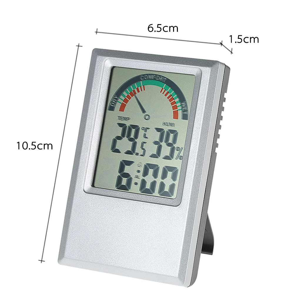 C/F Digital Thermometer Hygrometer Temperature tester Humidity Meter Alarm Clock wall Max Min Value Comfort Level Display