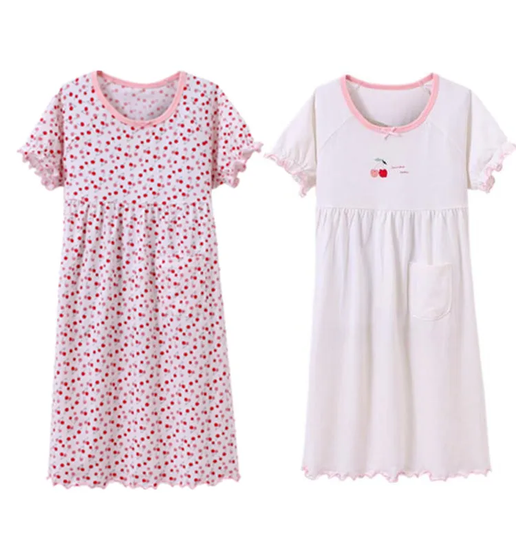 Princess nightgowns for girls cotton nightdress girls sleepwear loose dress 2-4