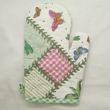 1 шт. Cooksmart хлопок(внутри и снаружи) духовки/перчатки листья лампа-бабочка зеленый и белый фон