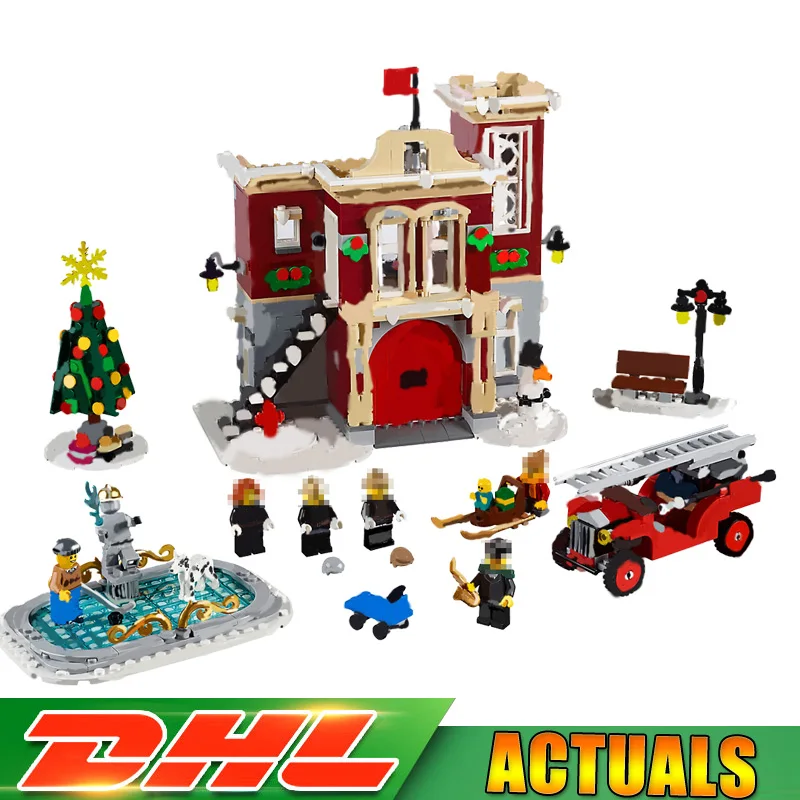 

2018 New Christmas Set Compatible LegoINGlys 10263 Winter Village Fire Station Model Building Blocks Bricks Blocks Bricks Toys