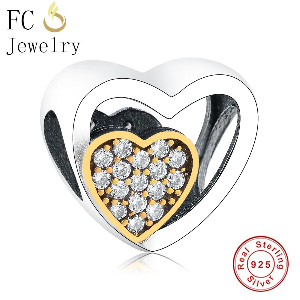 

FC Jewelry Fit Original Pandora Charms Bracelet 925 Silver Hearts Natural Zircon Stone Beads Making Berloque Vanlentine's Day