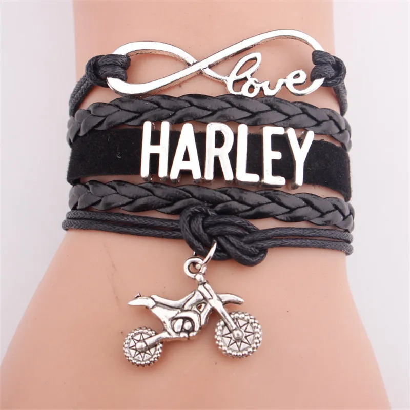 New Design Mens Bracelets HARLEY motorbike Pendant LOVE Men Jewelry Leather Banglesin Chain