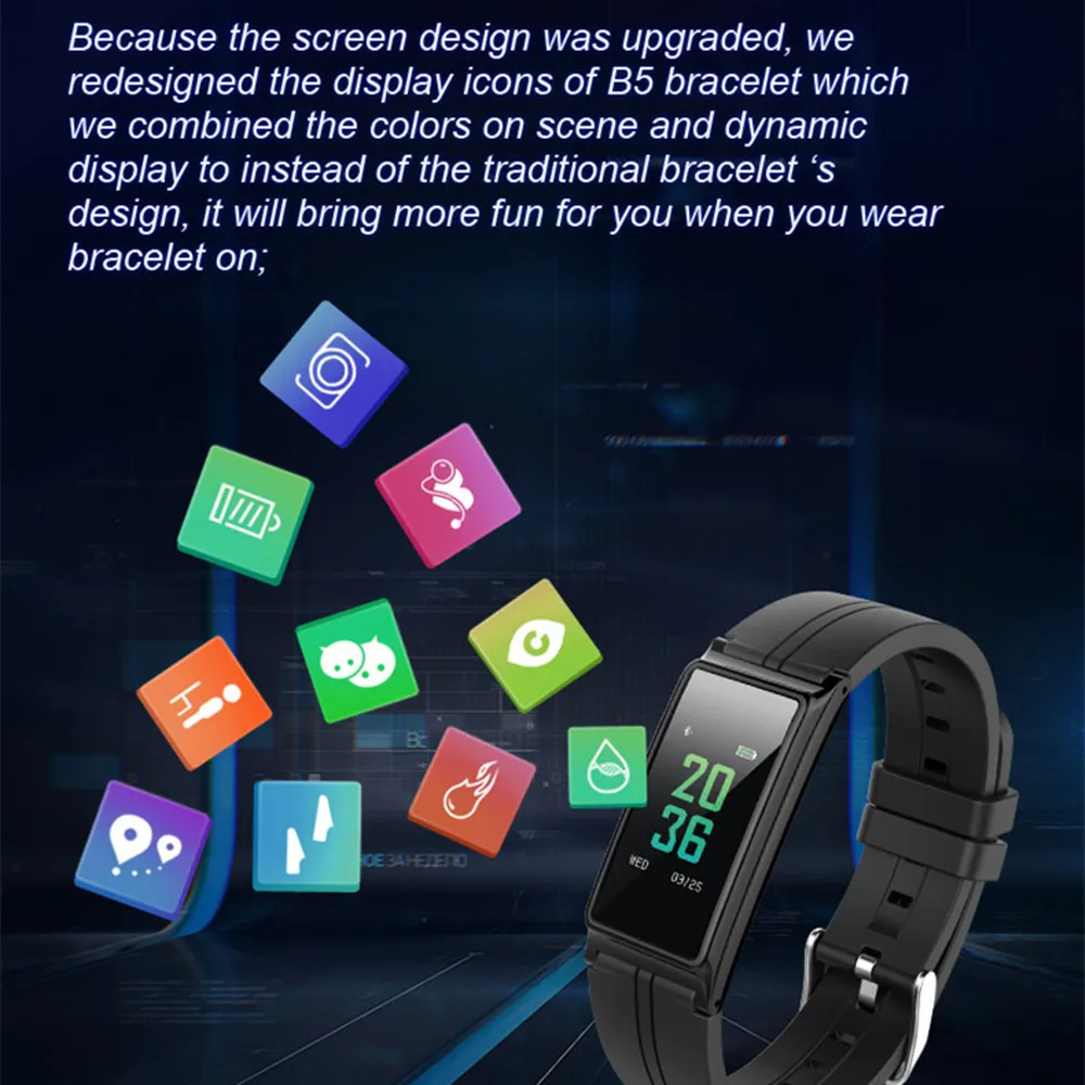 B5 спортивные Smart Band Фитнес трекер Браслет сердечного ритма IP67 Водонепроницаемый