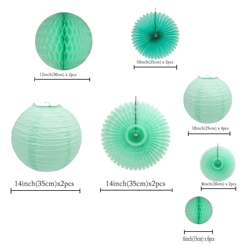20 шт. в наборе мятный зеленый Китайский Японский круглый бумажный фонарь бумажный веер соты для свадебного фона подвесной Декор