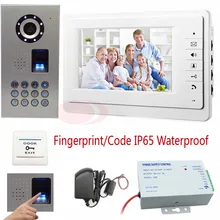 Video Intercom Fingerprint recognition/Password unlock 7” Color LCD Intercom System For Home 700TVL Sony Camera IP65 Waterproof