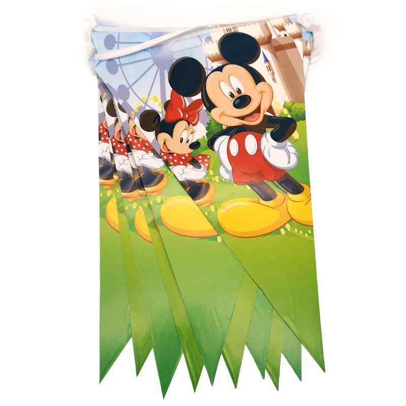 

1set/lot Mickey Theme Wall Hanging Banner Baby Shower Party Pennants Decorations Kids Boys Favors Flags Happy Birthday Bunting