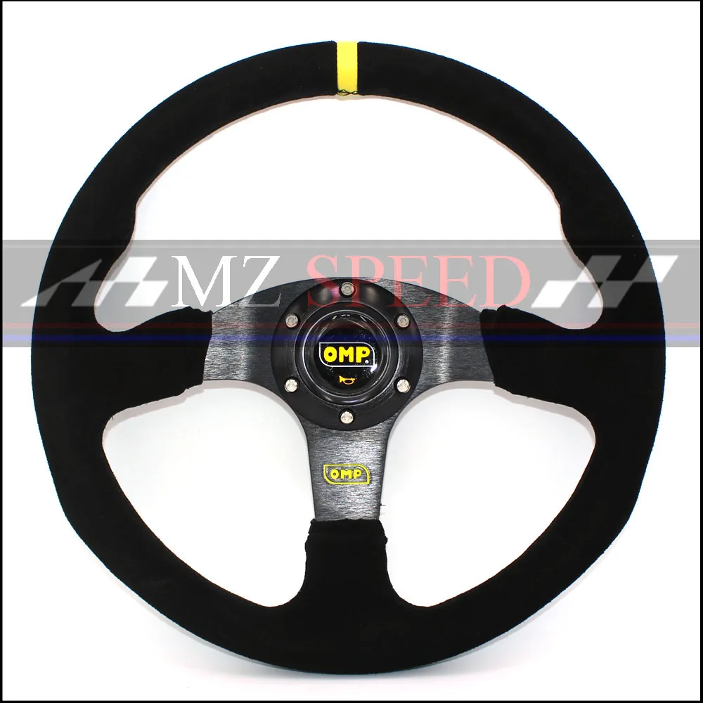 

Car accessories 14" (350mm) For OMP Racing Steering Wheel leather yellow or red line game flat Steering Wheel