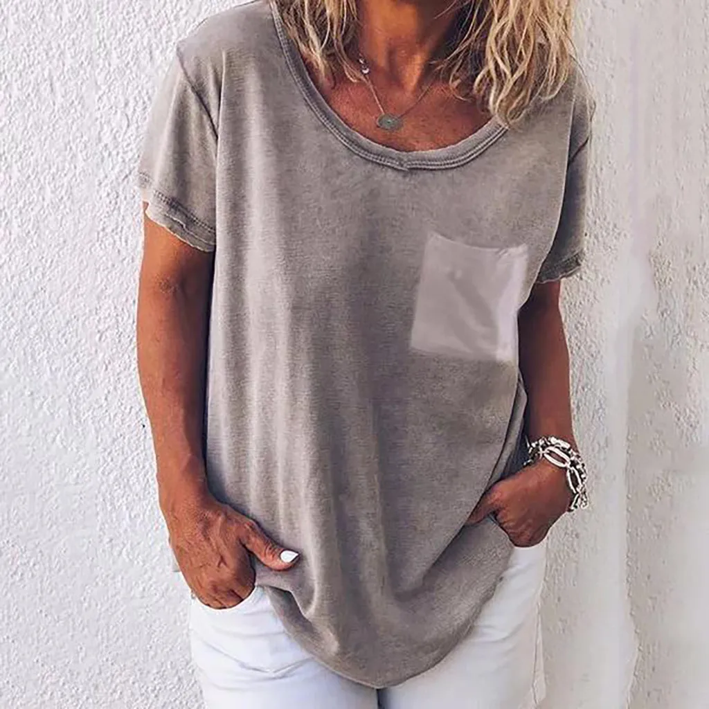 

Women O-neck T-shirt summer loose running sports solid color simple tshirt short sleeve plus size casual Ladies tops t shirt