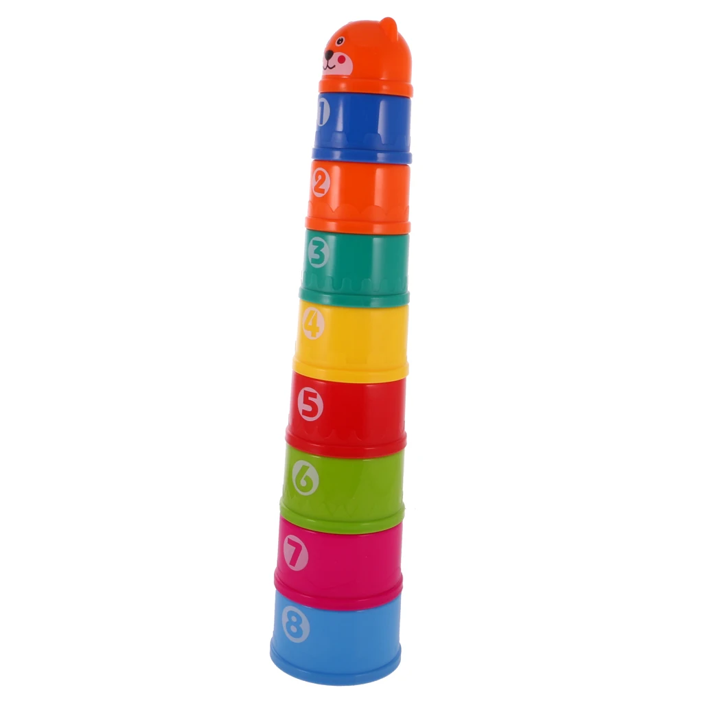Classic 1Set Baby Children Bath Bathtub Toy Plastic Folding Stacking Cup Kids Bathing Cute Toys for Bathroom 4Kinds