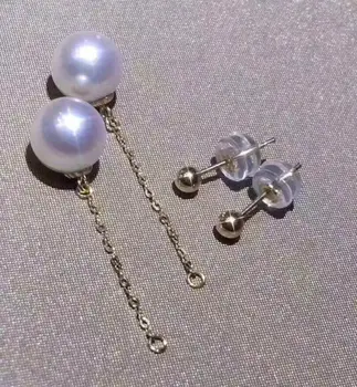 

free shipping charming gorgeous 7-8mm south sea white pearl earring 18k