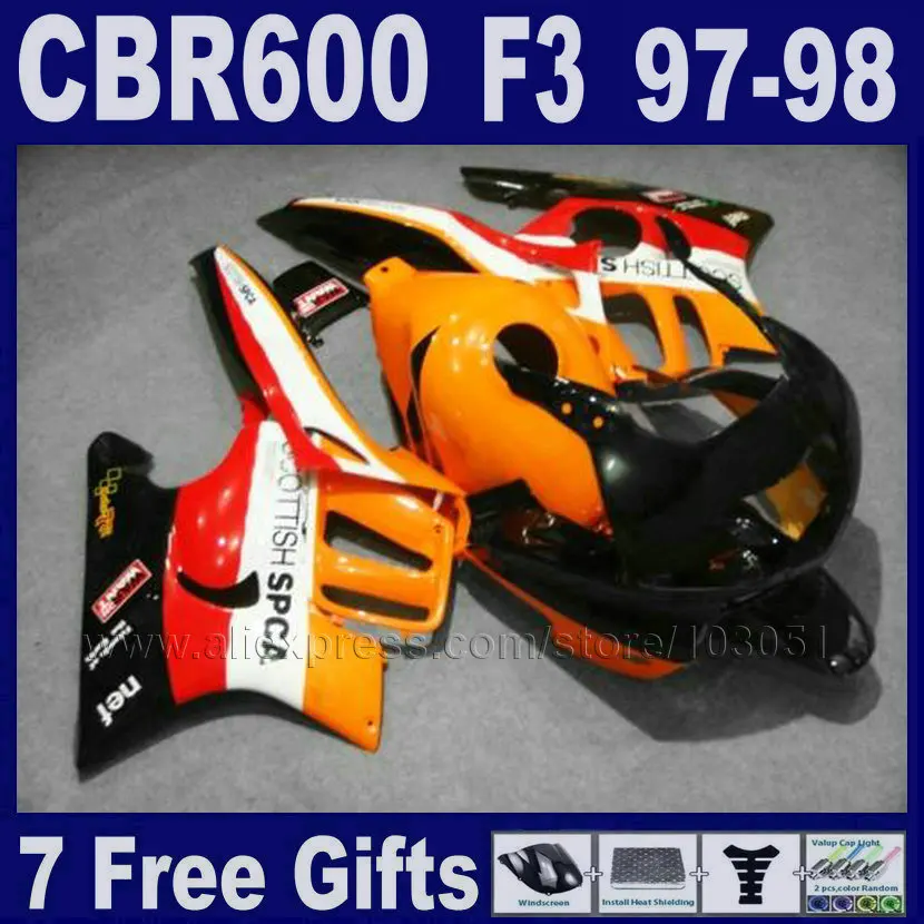 Комплект обтекателей для Honda orange repsol 1998 CBR600 F3 1997 CBR 600 97 98 | Автомобили и мотоциклы