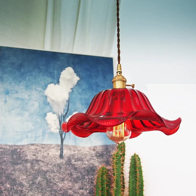 

LukLoy LED Modern Pendant Lights Glass Nordic Pendant Lamp Copper Dining Living Loft Colorful Hanging Lamp Pendant Light Retro