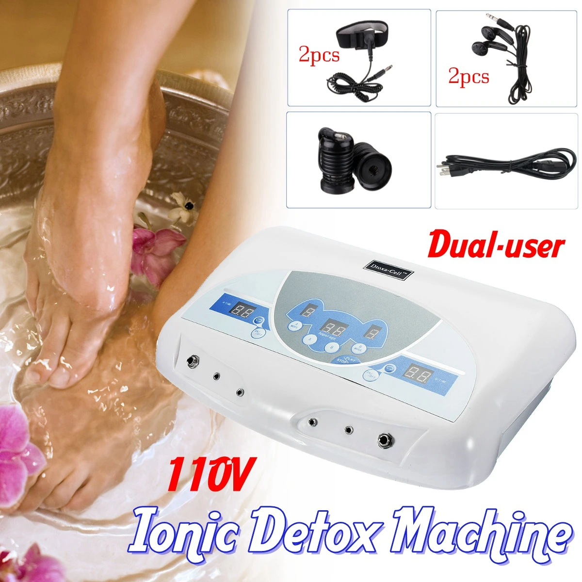 

Dual-user Ionic Detox Machine Foot Bath Spa Tool LCD w/ MP3 Music Cleanse Salon