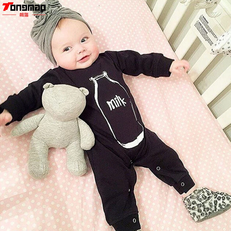 New 2017 Fashion Black Baby Rompers Baby Boy Clothes Long Sleeves O