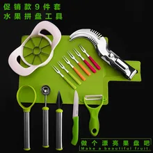 Fruit Vegetable Carving Knife Splitters Dual Use Cut Fruit Digging Ball Spoon Creative Gifts Carved Tools Set