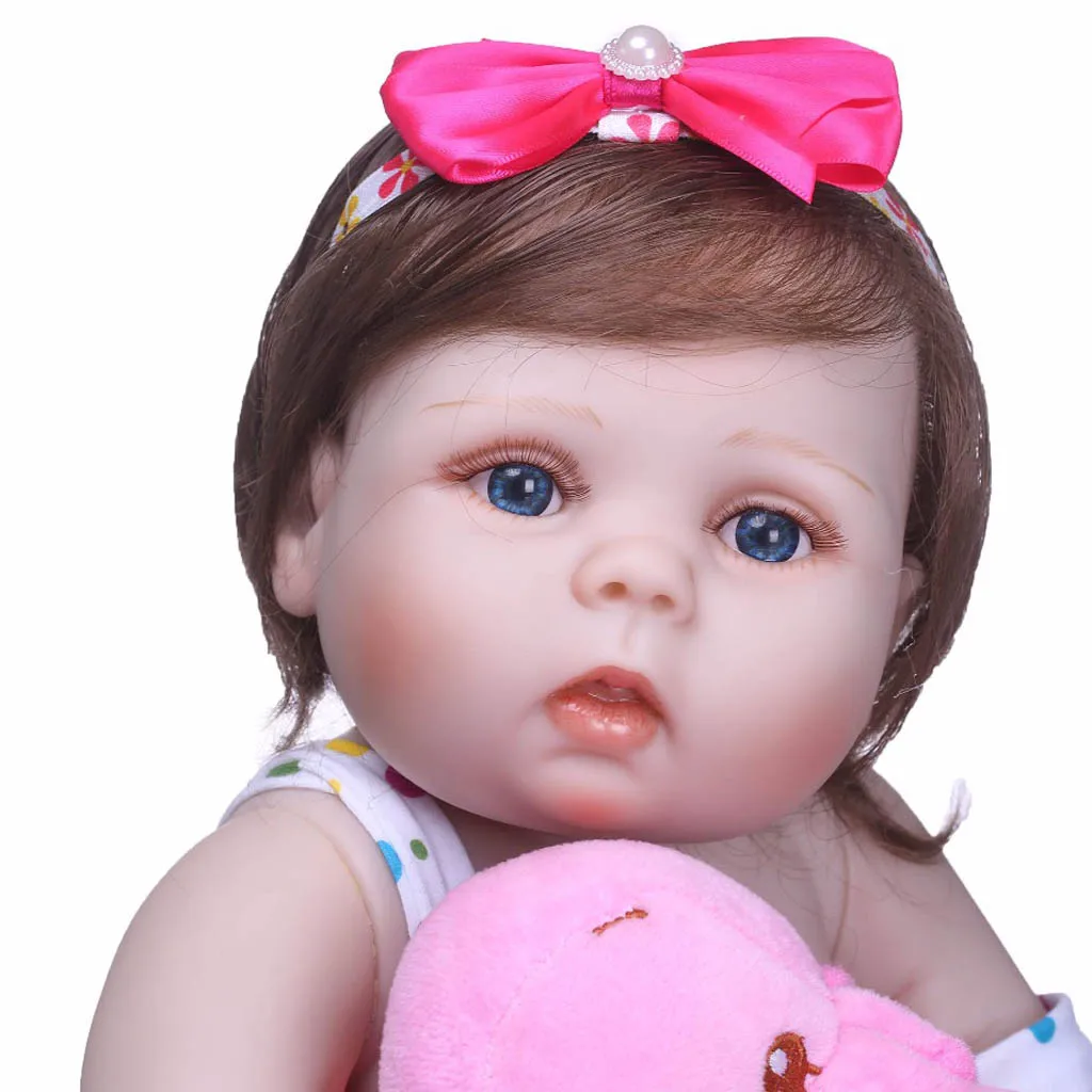 Realistic 22inch Reborn Baby Girl Doll Clothes Set Full Silicone Vinyl Newborn Baby Doll Kids Wear Model Doll
