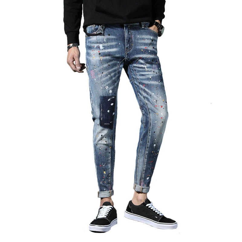 man jeans paint