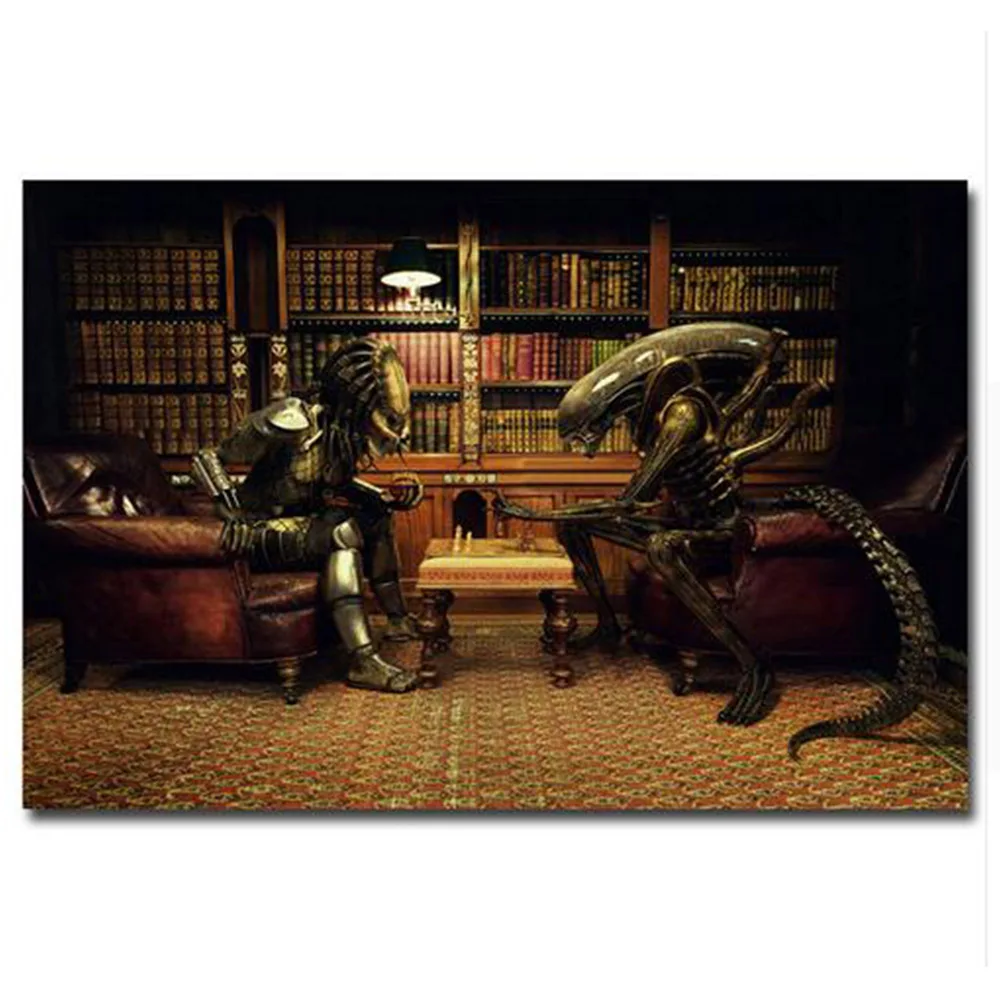 Alien VS Predator Play Chess Movie New 12x18 24x36 Silk Art Poster