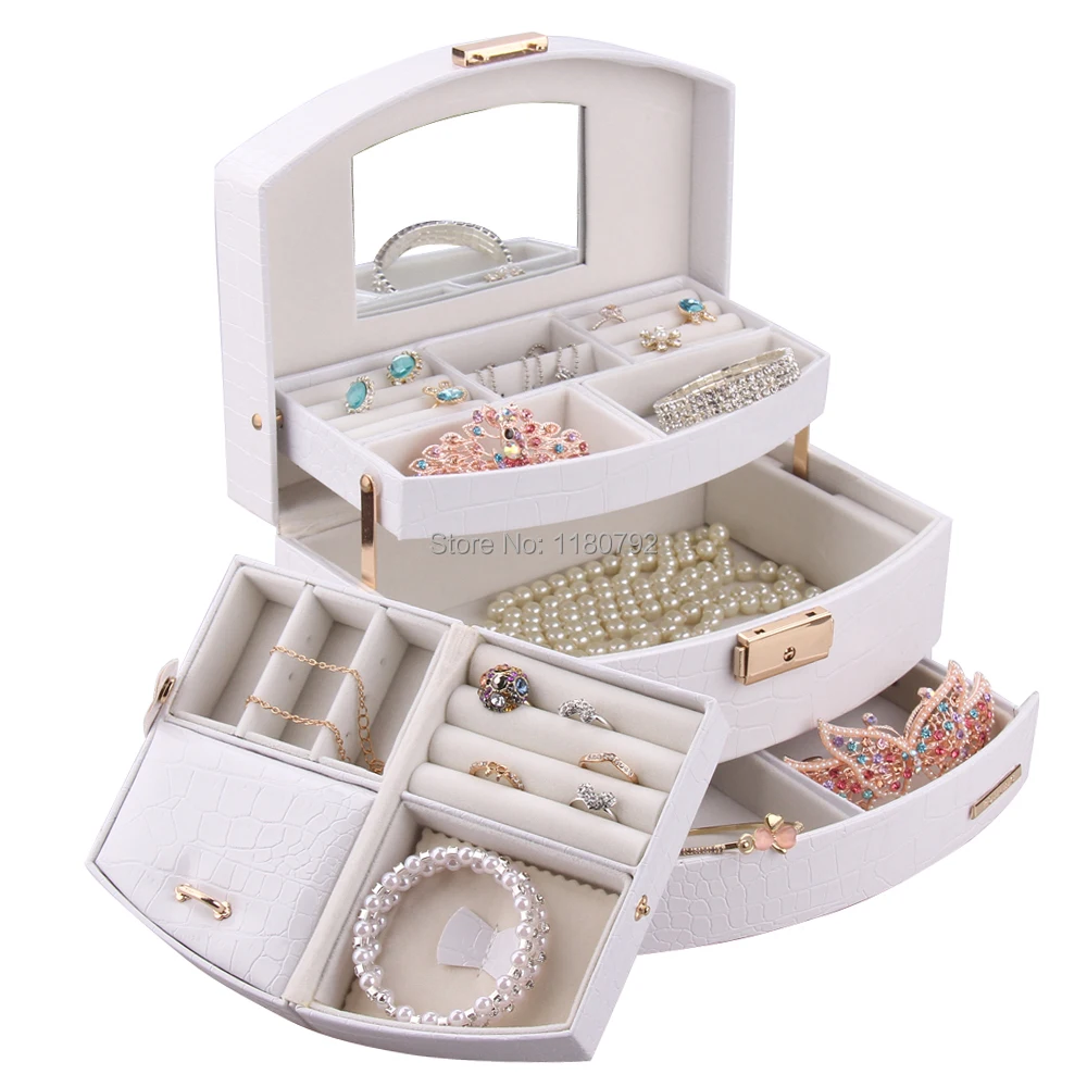 [ROWLING] Wholesale WHITE Jewelry Box Watch Display Case Rings Beads